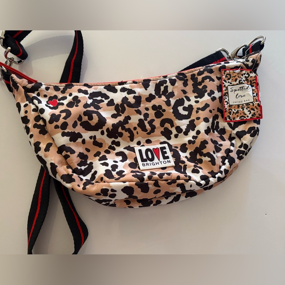 Brighton Spotted Love Swing Bag Leopard Print Crossbody NWT $150